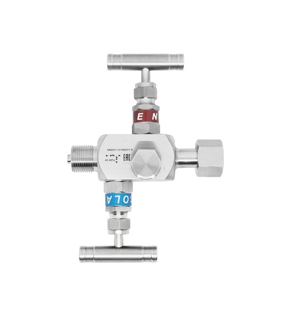 Краны и клапаны Двухвентильный игольчатый клапан SS-2R, SFG1/2-MG1/2 (внутр., накидная гайка - наруж.), нерж. Китай — изображение 4