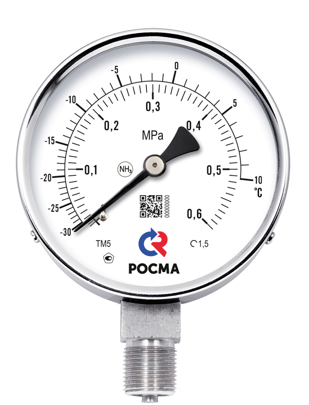 5.NH3.Двойная шкала.ЧЕРН Манометры аммиачные